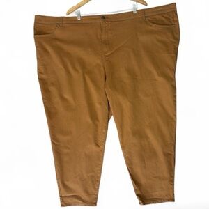 Universal Standard Pants | Stretch Cotton Brown Ankle Trousers | Plus Size 38